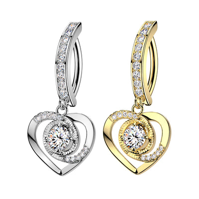 CZ Dangle Hinged Belly Rings
