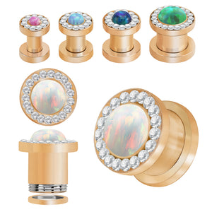CZ Opal Double Flare Ear Gauges Piercings