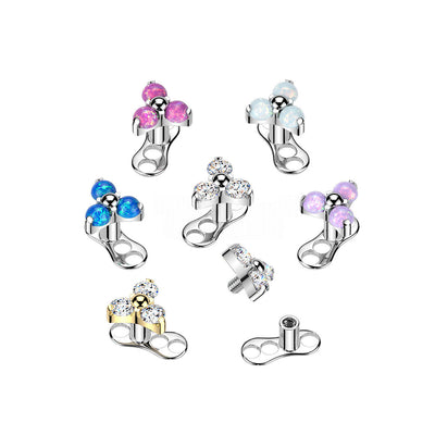 CZ Opal Gems Flower Dermal Anchor
