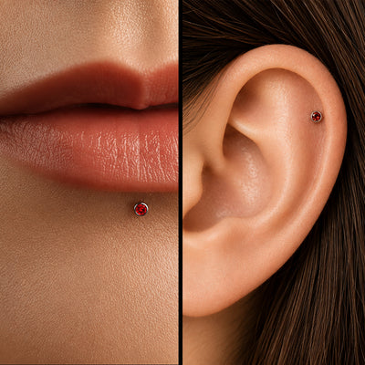 CZ Tops Flat Back Labret Stud Professional Piercings Kits