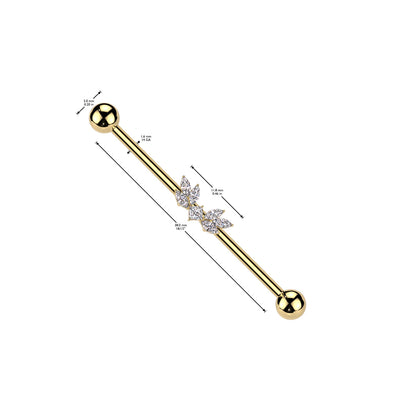 Externally Threaded 14G Industrial Barbell Marquise CZ Wings Charm