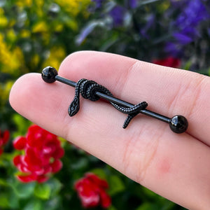 Externally Threaded Snake 14G Industrial Barbells
