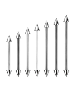 Externally Threaded Spike Straight Barbells Bridge Piercings Jewelry 