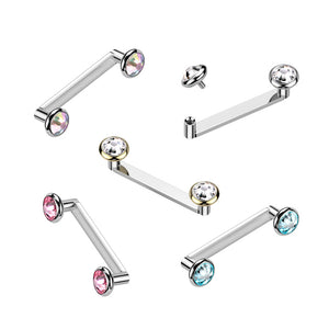 Flat Bezel CZ Staple Barbells