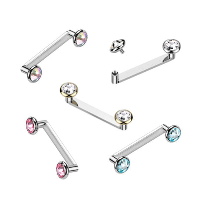 Flat Bezel CZ Staple Barbells