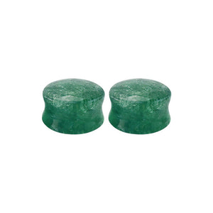 Green Fluorite Stone Double Flare Concave Ear Plugs