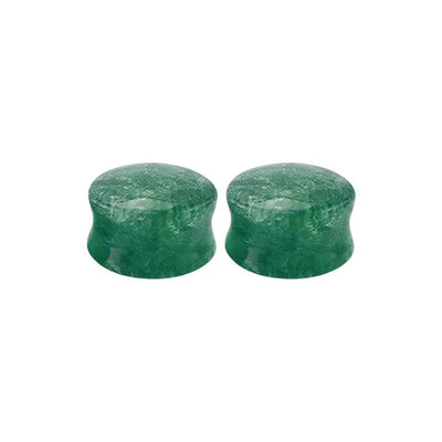 Green Fluorite Stone Double Flare Concave Ear Plugs