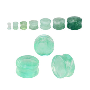 Green Fluorite Stone Double Flare Ear Gauges