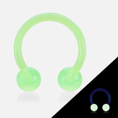 Green Glow In Dark Ball Circular Barbell Horseshoe Piercing
