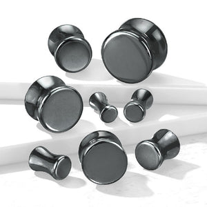 Hematite Stone Double Flare Ear Gauges