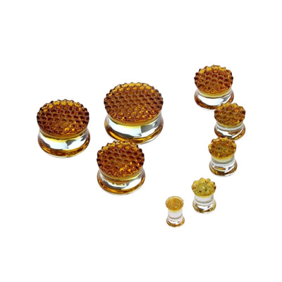 Honeycomb Double Flare Glass Ear Gauges Plug Piercing