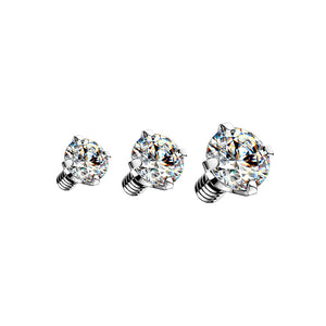 Internally Threaded Prong Set CZ Dermal Anchor Tops
