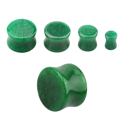 Jade Stone Double Flare Ear Gauges