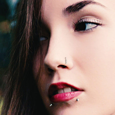 Lined CZ Crawlers L Shaped Nose Ring