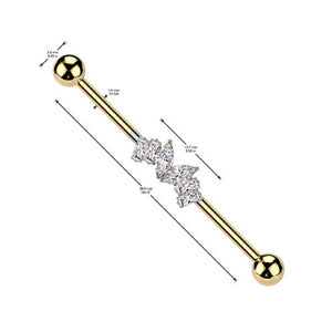 Marquise Baguette CZ 14G Industrial Barbells Scaffold Piercing Jewelry