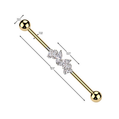 Marquise Baguette CZ 14G Industrial Barbells Scaffold Piercing Jewelry