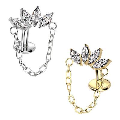 Marquise CZ Fan Belly Button Ring