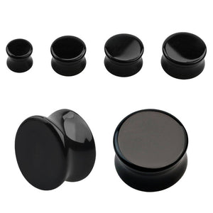Onyx Stone Double Flare Ear Gauges