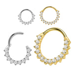 Paved CZ Hinged Clicker Hoops Segment Rings