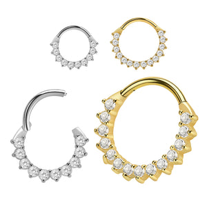 Paved CZ Hinged Clicker Hoops Segment Rings