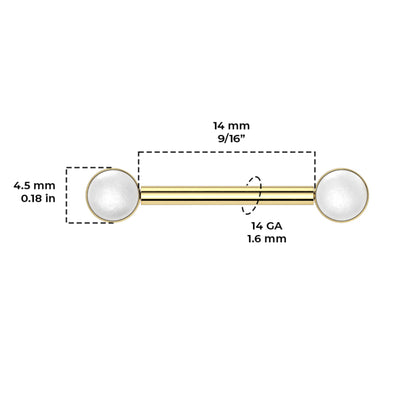 Pearl Nipple Barbell 14G 14mm