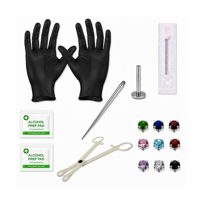 Professional Piercing Kit Titanium Prong CZ Labret Studs