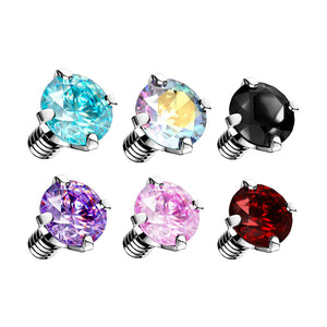 Prong Set CZ Dermal Anchor Top