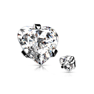 Prong Set Heart CZ Dermal Top