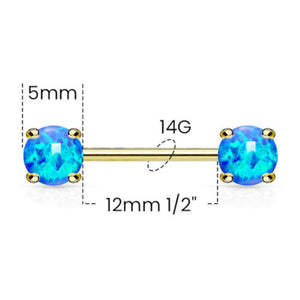 Prong Set Opal Nipple Barbells