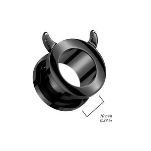 PVD Black Devil Horn Double Flare Screw Fit Ear Plugs Gauges