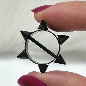 PVD Black Externally Threaded Cone Spike Nipple Shield Ring