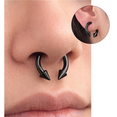 PVD Black Spike Circular Barbells Horseshoe Piercings