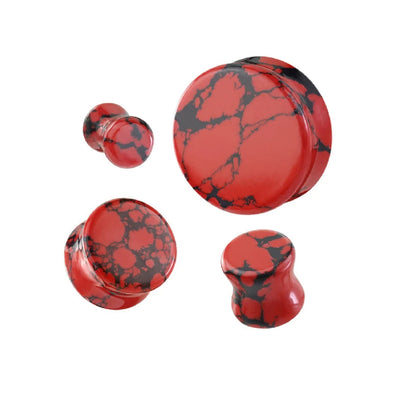 Red Turquoise Stone Double Flare Ear Gauges