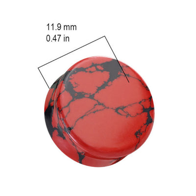 Red Turquoise Stone Double Flare Ear Plugs