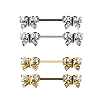 Ribbon CZ Nipple Barbells