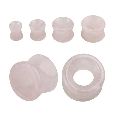 Rose Quartz Stone Concave Ear Gauges