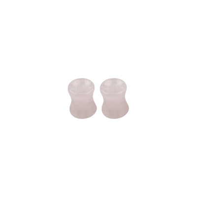 Rose Quartz Stone Double Flare Concave Ear Tunnels Gauges