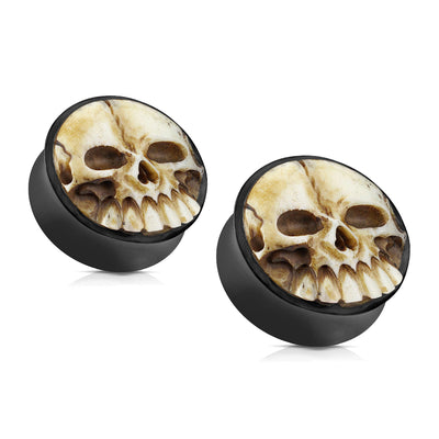 Skull Bone Double Flare Ear Gauges