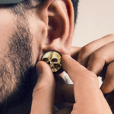 Skull Bone Double Flare Ear Plugs