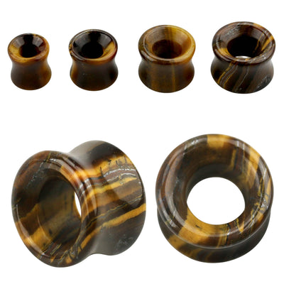 Tiger Eye Stone Concave Ear Gauges