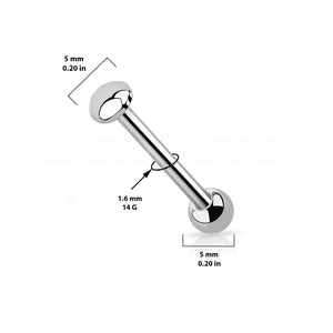 14G Titanium Flat Disc Dome Straight Barbell Piercing