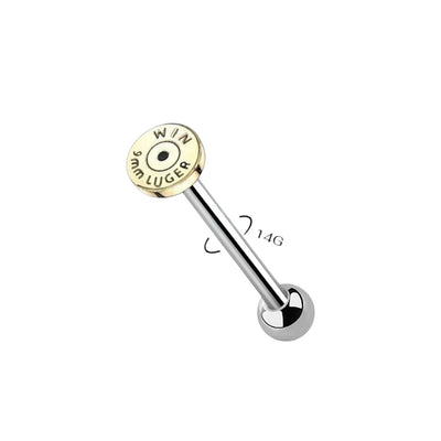 Titanium Bullet Back Casing Tongue Barbell