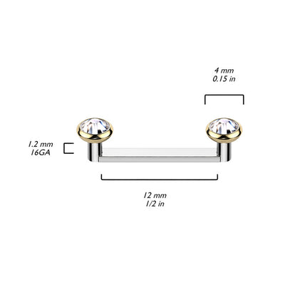 Titanium Flat Bezel CZ Staple Surface Barbells