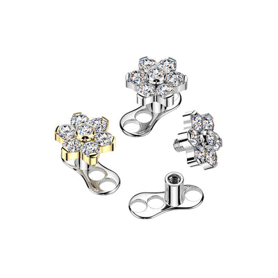 Titanium Flower CZ Dermal Tops