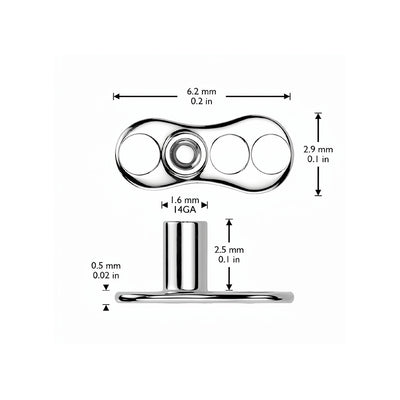 Titanium Internally Threaded 3 Holes Base Dermal Anchor Tops