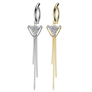 Triangle CZ Dangle Hinged Belly Rings