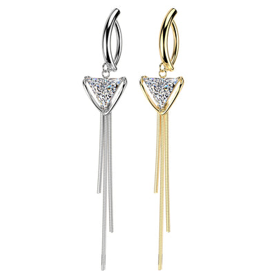 Triangle CZ Dangle Hinged Belly Rings