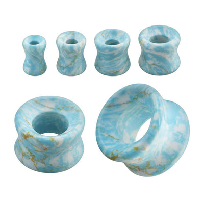 Turquoise Stone Concave Ear Gauges