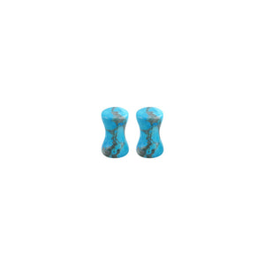 Turquoise Stone Double Flare Concave Ear Plugs
