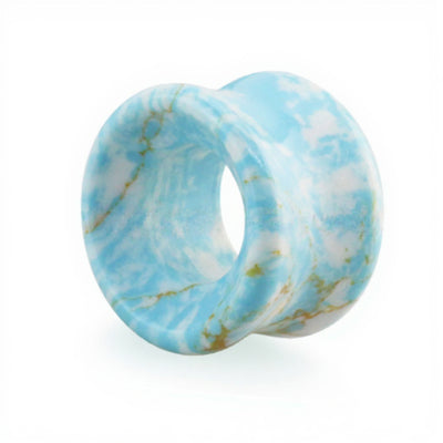 Turquoise Stone Double Flare Concave Ear Tunnels Gauges